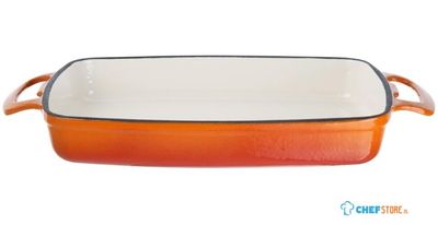Rechthoekige Gietijzeren Ovenschaal | 1,8L | Oranje | Vogue | GH321