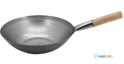 Zacht Stalen Wok | Platte Bodem | 33cm | Vogue | K296