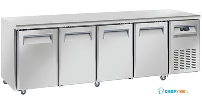 Diverso By Diamond Koelwerkbank, Geventileerd, 4 Deuren GN 1/1, op Wielen, 2 met Remmen - WR-GTN4-3N