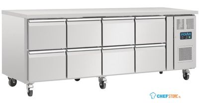 Gekoelde werkbank op wielen | 8 laden, GN1/1 | Geventileerd | Polar DA549