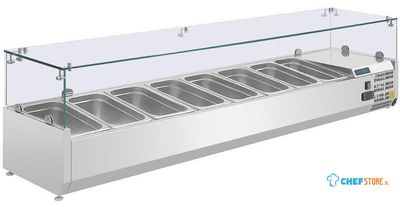 Opzetkoelvitrine | 8x GN1/4 | Glaswand | Polar G610