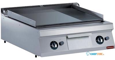 Diamond Bakplaat op gas, 2/3 vlak en 1/3 geribd, hard verchroomde -TOP- | G22/PMCD8T-N 1