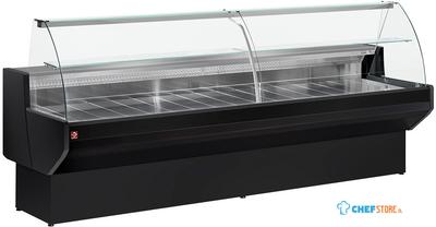 Gekoelde Vitrinetoonbank Met Gebogen Ruiten, Met Reserve - Zwart, Diamond ML10/B5-R2 1