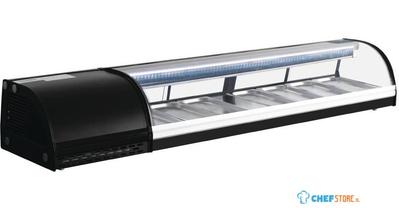 Sushivitrine B=180cm | 7 x GN1/3 | 80L | Zwart | G-serie Polar DA539