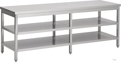 Werktafel met 2 schappen | 240cm breed | RVS | Combisteel | 7812.0331 1