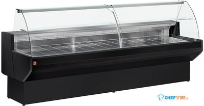 Gekoelde Vitrinetoonbank Met Gebogen Ruiten, Met Reserve - Zwart, Diamond ML10/B5-R2 1