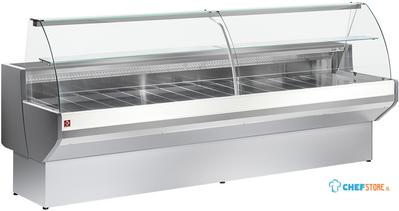 Gekoelde Vitrinetoonbank Gebogen Ruit, Geforceerd, Met Reserve - Grijs/wit, Diamond ML15/E8-VV/R2 1