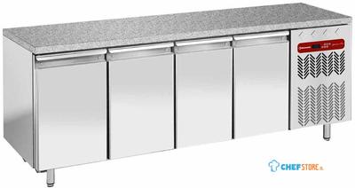 Diepvriestafel | Geforceerd | 4 deuren, EN=600x400 | Granieten werkblad | Monoblock | Diamond TP4B/HG-R2 1