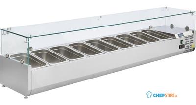 Opzetkoelvitrine | 9x GN1/3 | Glaswand | Polar GD878