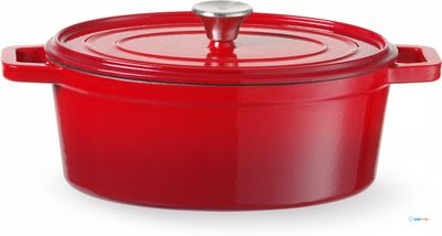Braadpan Geëmailleerd Gietijzer - HENDI - 4,4L - Rood - 365x290x(H)115mm - 626849