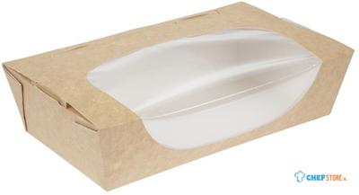 Colpac kraft saladebakken met venster en insteeksluiting 1L (200 stuks) | FA372