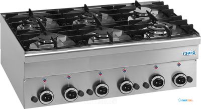 SARO Gasfornuis 6 Branders Tafelmodel 600 Line Model G6S6 - 504-1025