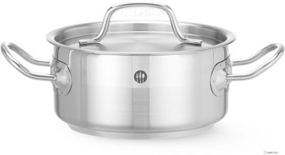 Kookpan Laag - met Deksel - HENDI - Profi Line - 1,5 Liter - Diameter 16 cm - Hoogte 7,5 cm - 830000