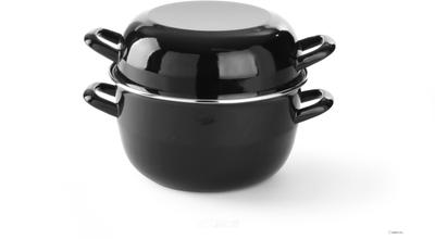 Hendi Mosselpan zwart emaille 240 mm 5 l | diameter 22,5cm | 625101 1