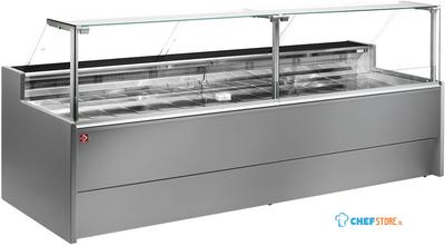Diamond Geforceerde gekoelde vitrinetoonbank- met recht frontglas 90° met reserve - GRIJS | VZ25/G8-VR2 1