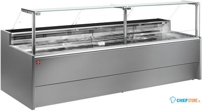 Diamond Geforceerde gekoelde vitrinetoonbank- met recht frontglas 90° met reserve - GRIJS | VZ15/G8-VR2 1