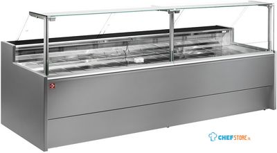 Diamond Geforceerde gekoelde vitrinetoonbank- met recht frontglas 90° met reserve - GRIJS | VZ25/G8-VR2 1