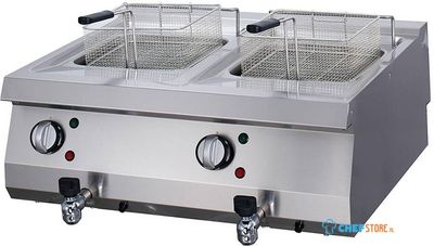 Maxima Heavy Duty Friteuse - 2 X 12 L - Dubbel - 70 cm Diep - met Tapkraan - Elektrisch - 09394999