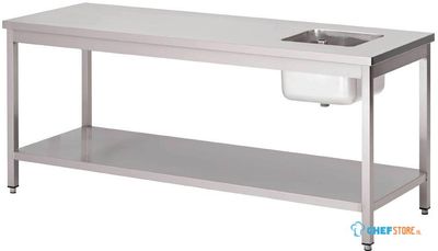 Gastro M RVS cheftafel met onderblad 140x70x85cm | GN139