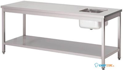 Gastro M RVS cheftafel met onderblad 160x70x85cm | GN140