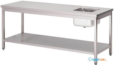 Gastro M RVS cheftafel met onderblad 180x70x85cm | GN141