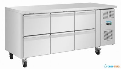 Polar UA101 U-Series Gastronorm koelwerkbank met zes laden