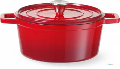 Braadpan Geëmailleerd Gietijzer - HENDI - 3,7L - Rood - 317x240x(H)105mm - 626832