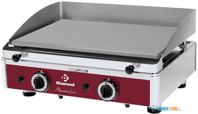 Gas Bakplaat Tafelmodel Staal | 2 Branders | Vlakke Plaat | PLANCHA/2-N | Diamond 1