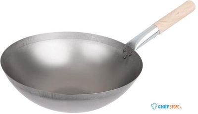 Zacht Stalen Wok | Ronde Bodem | 35,5cm | Vogue | K299