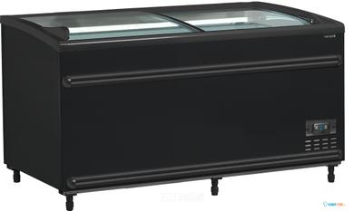 TEFCOLD Zwarte Supermarktkoeler/-Vriezer met Gebogen Glas voor Volledige Zichtbaarheid - SFI145B-CF VS
