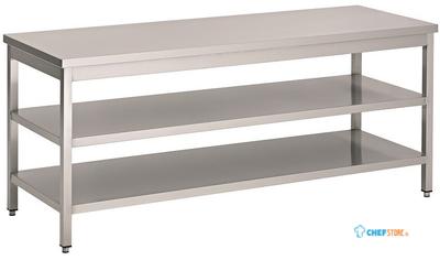 Werktafel met 2 schappen | 180cm breed | RVS | Combisteel | 7812.0306 1