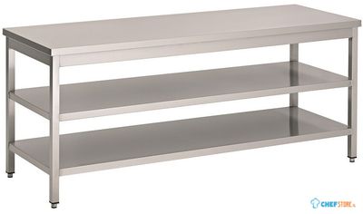 Werktafel met 2 schappen | 160cm breed | RVS | Combisteel | 7812.0305 1