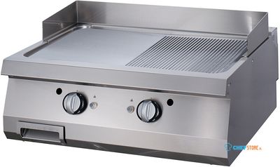 Maxima Premium Grillplaat - Half Gegroefd Chroom - Dubbel - 90 cm Diep - Elektrisch - 09398587