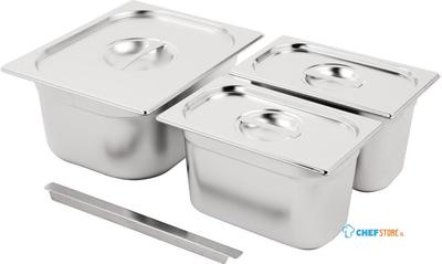 Vogue SA244 RVS Gastronorm Bakken Set 1/2 en 2x 1/4 met Deksels