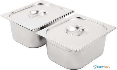 Vogue SA245 RVS Gastronorm Bakken Set 2 x 1/2 met Deksels