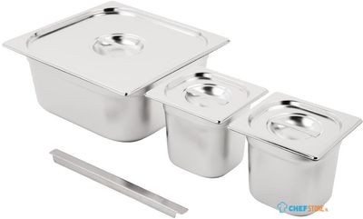 Vogue SA241 RVS Gastronorm Bakken Set 2x 1/6 en 2/3 met Deksels