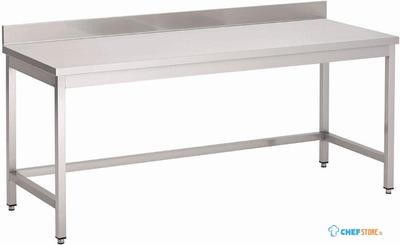 Werktafel | RVS | zonder onderblad | met achteropst.200cm breed | GN121