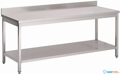 Werktafel | RVS | Onderblad | Achteropstand | 200cm breed | GS016