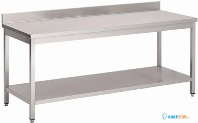 Werktafel | RVS | Onderblad | Achteropstand |160cm breed | GN135