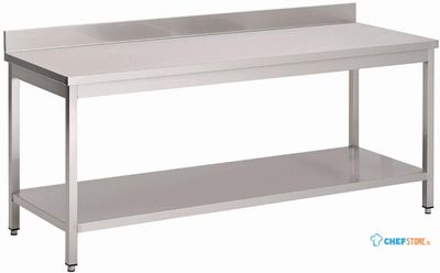 Werktafel | RVS | Onderblad | Achteropstand | 120cm breed | GS011
