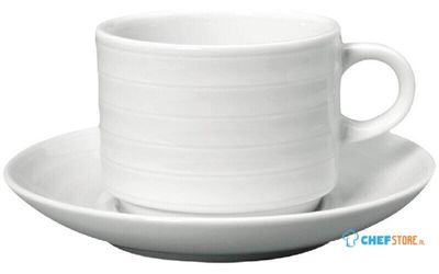 Intenzzo White stapelbare koffiekopjes met schoteltjes 26cl | GR025