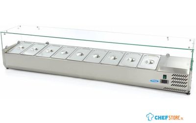 Maxima Opzetkoelvitrine - 200 cm - 9 X 1/3 GN Bakken - 09400335