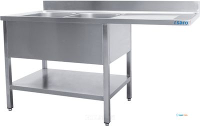SARO Spoeltafel met 2 Wasbakken Links 700 mm Diepte 2000 Mm - 700-2620L 1