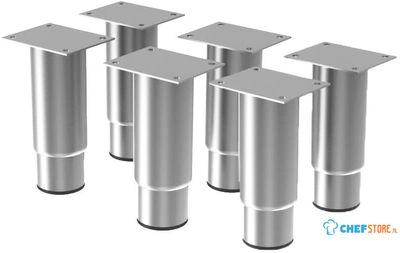 Diamond Set van 6 Verstelbare Roestvaststalen Poten (h.125mm) - K-PR/126 1