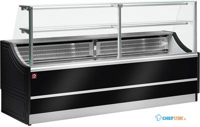 Gekoelde toonbank recht 150cm | Met Reserve-opslag | Full black | Diamond | OL150/B5-R/R2 1