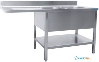 SARO Spoeltafel met Twee Wasbakken Rechts 600 mm Diepte 1600 Mm - 600-2610R 1