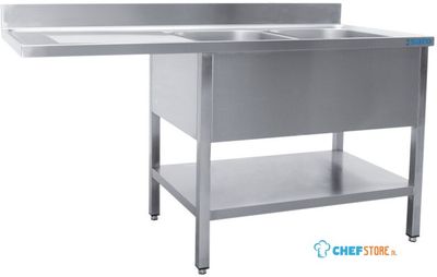 SARO Spoeltafel met 2 Wasbakken Rechts 700 mm Diepte 1600 Mm - 700-2610R
