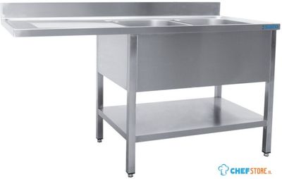 SARO Spoeltafel met 2 Wasbakken Rechts 700 mm Diepte 1800 Mm - 700-2615R
