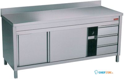 Diamond Neutrale Werktafelkast met Rechts 3 Laden - TA167CD/U-D 1