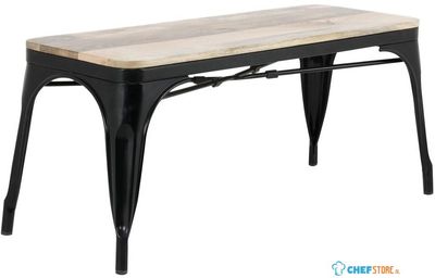 Bolero HZ814 Bistro Bank van Mangohout en Zwarte Poten 1000mm (2 stuks)